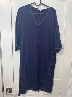 & Other Stories Navy V-Neck Shift Dress